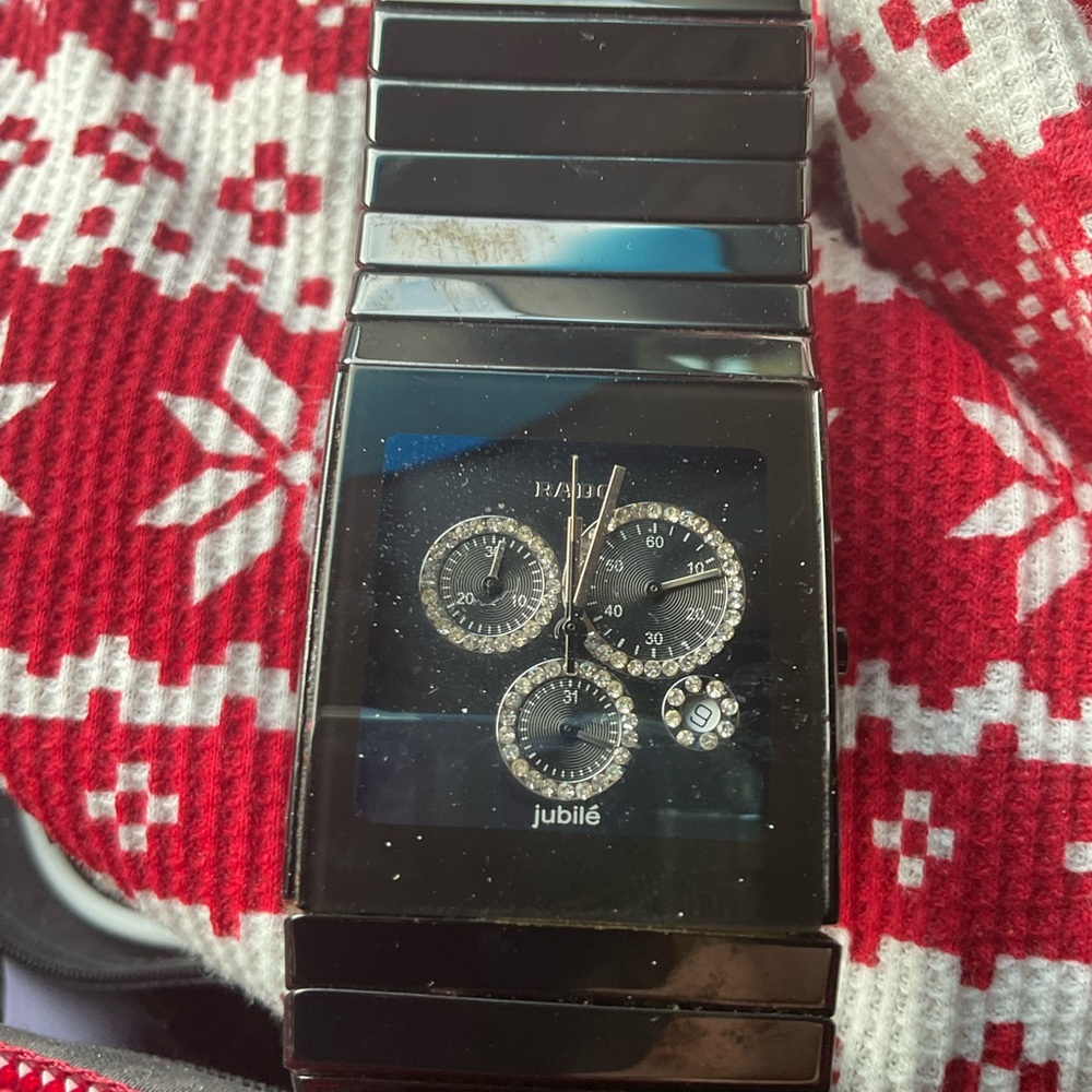 Rado Black Ceramic Watch with Crystal Details
